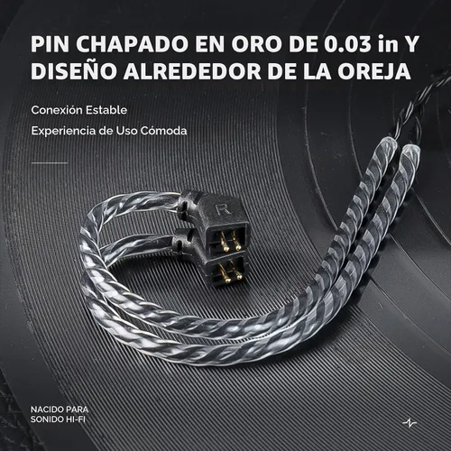 Vista 6 de Cable IEM de 2M 2 pines, cables de auriculares de 2 metros de largo con cable de extensión de auriculares chapado en plata compatible con Moondrop