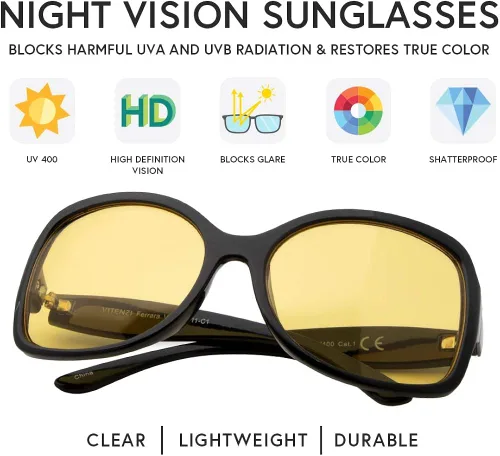 Vista 3 de VITENZI Gafas de sol de conducción de visión nocturna Gafas de sol de gran tamaño Ferrara