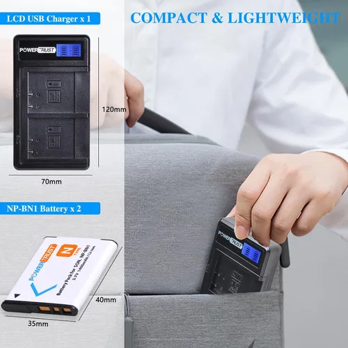 Vista 7 de Paquete de 2 baterías NP-BN1 BN1 de 1400 mAh + cargador USB dual LCD para Sony Cyber-Shot DSC-QX10 QX100 T99 T110 TF1 TX5 TX7 TX9 TX10 TX20 TX30