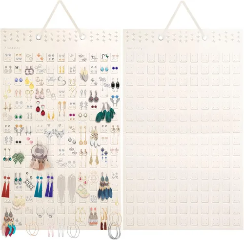 Vista 7 de Organizador de aretes colgantes, con capacidad para hasta 330 pares, soporte de pared de fieltro suave, organizador de aretes para mujeres y niñas