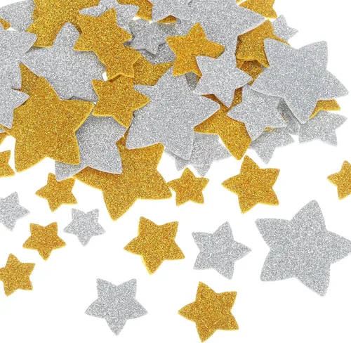Vista 12 de MECCANIXITY 76 calcomanías de espuma con purpurina, 3 tamaños, autoadhesivas, con forma de estrella, para suministros de manualidades, bricolaje