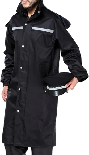 Vista 2 de iCreek Impermeable impermeable para hombre chaqueta de lluvia ligera reflectante reutilizable con capucha