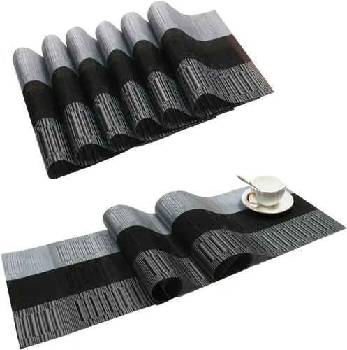 Vista 32 de SHACOS - Caminos de mesa de vinilo tejido, lavables, para uso en interiores o exteriores, fáciles de limpiar