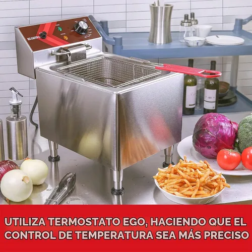 Vista 4 de EGGKITPO Freidora Profunda con Cesta Comercial Freidora Eléctrica de Encimera de 12L de Acero Inoxidable Freidoras Profundas para Uso