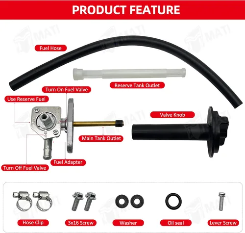 Vista 3 de M MATI Llave de combustible Petcock con conjunto de palanca para Honda TRX250 TRX350 TRX400 TRX420 TRX450 TRX500 TRX650 16950-HM8-003, pieza