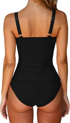 Vista 2 de SUUKSESS Traje de baño tankini sexy con efecto de realce y control de abdomen para mujer
