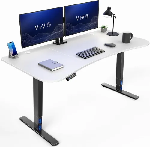 Vista 40 de VIVO - Escritorio eléctrico de pie de 71 x 30 pulgadas con marco de bambú real, ajuste de pantalla táctil, soporte de marco de 176 lb, serie 2E