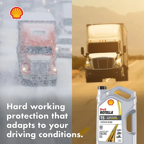 Vista 8 de Shell Rotella Aceite de motor diesel T5 Synthetic Blend 10W-30, 1 galón