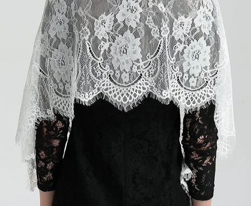 Vista 4 de Bufanda de encaje floral vintage de pestañas capilla velo mantilla infinito latino masa S04