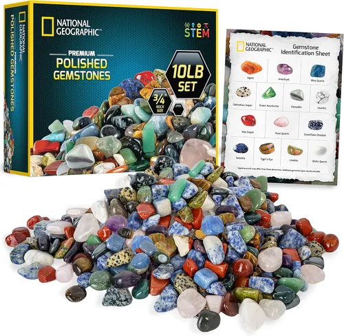 Vista 9 de National Geographic Piedras Pulidas Premium - 2 Libras de Piedras Pulidas y Cristales a Granel de 1/2 Pulgada, Más de 4500 Quilates, Kit de Rocas