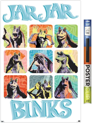Vista 17 de Trends International Star Wars: The Phantom Menace - Jar Jar Binks Grid - Póster de pared, 22.4 pulgadas de largo x 14.7 pulgadas, versión enmarcada