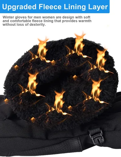 Vista 2 de Timepoch Guantes de invierno para hombres y mujeres, guantes cálidos para pantalla táctil, resistentes al viento, guantes térmicos, guantes de nieve