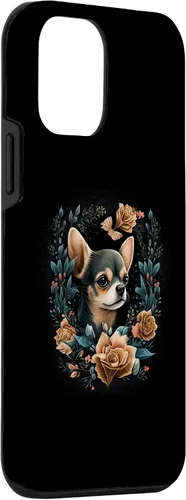 Vista 3 de iPhone 12 mini Chihuahua Lindo perro Hermoso Flores Niña Estuche para plantas