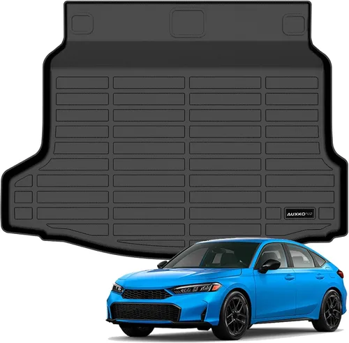 Vista 24 de Auxko Alfombrillas para todo tipo de clima, tapete de carga con respaldo para Honda Pilot 8 pasajeros 2016-2022, forros de elastómero termoplástico