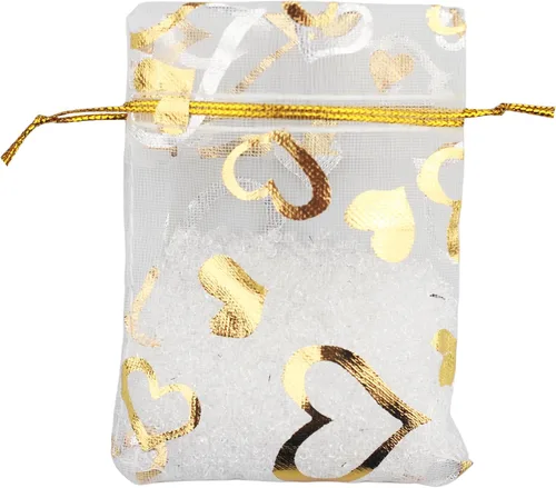 Vista 8 de QIANHAILIZZ Paquete de 100 bolsas de regalo de organza con forma de corazón de flores de 2.8 x 3.5 pulgadas, bolsa de regalo para dulces, bolsa