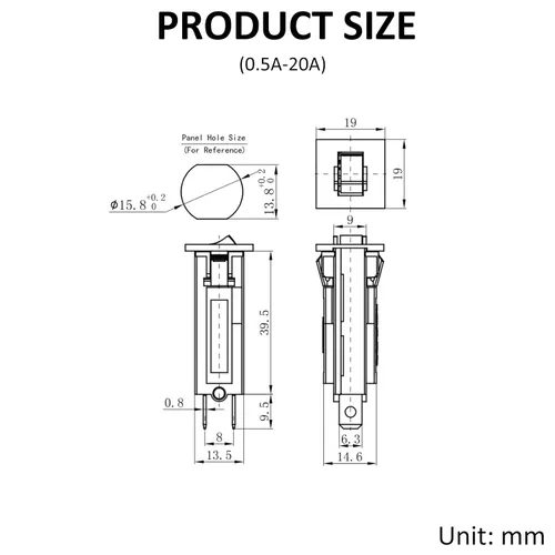 Vista 3 de Disyuntores térmicos Portafusibles tipo 125/250 V CA 50/60 Hz 32 V CC 0.5 A (Paquete de 2)