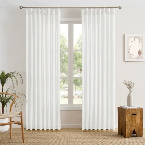 Vista 23 de RAIN CITY - Juego de 2 cortinas de 45 pulgadas de largo con plisado con pellizco, cortinas semitraslúcidas para dormitorio, cuarto de bebé