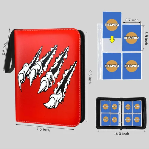 Vista 2 de Carpeta de tarjetas para tarjetas de 4 bolsillos, 400 bolsillos, carpeta de tarjetas intercambiables, libro de coleccionista, incluye 50 fundas