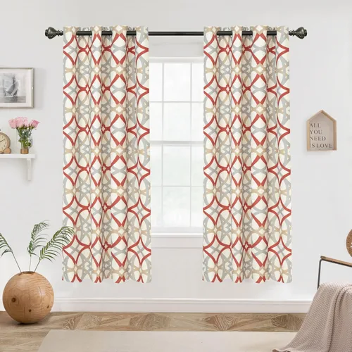 Vista 35 de Cortinas DriftAway Alexander de oscurecimiento para sala de estar, mezcla de lino con patrón, térmicas, oscurecedoras, geométricas, estilo marroquí