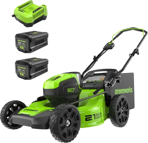 Vista 8 de Greenworks 80V 21" Cortacésped manual + Soplador (Gen 2), batería de 5.0Ah
