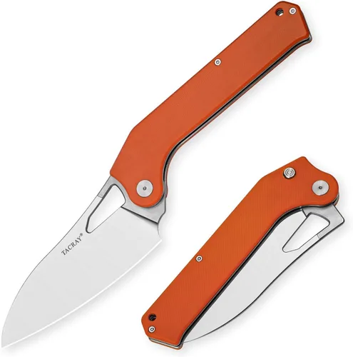 Vista 9 de TACRAY Navaja de Cocina Plegable, Cuchillo de Chef de 4.4" Plegable para Acampada con Cuchilla de Acero Inoxidable 10cr15mov, Mango de G10