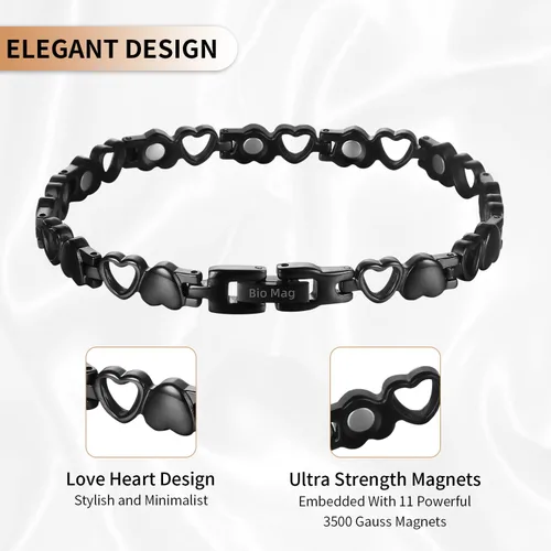 Vista 4 de BioMag Pulsera Magnética para Mujeres, Pulsera de Acero de Titanio Brazaletes para Alivio del Dolor Joyería de Cobre Puro Sólido Regalo