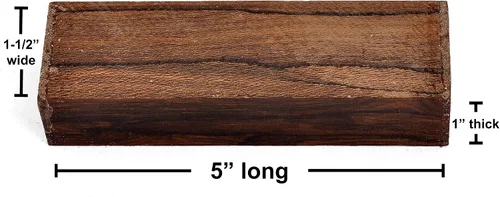 Vista 3 de Ziricote - Bloque de mango de cuchillo de madera (cada pieza es única) 5 x 1-1/2 x 1 pulgada