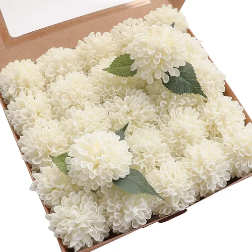 Vista 18 de Floroom Flores Artificiales de Dalia 25 piezas Rosas Falsas de Espuma Negra de Aspecto Real con Tallos para Ramos de Boda DIY Centros de Mesa