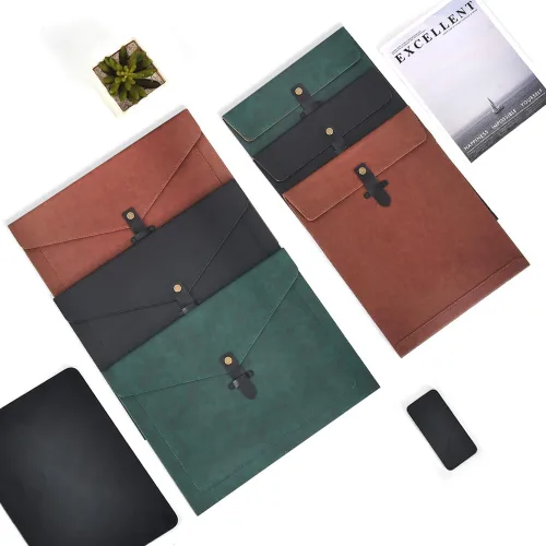 Vista 7 de Carpeta de Archivos de Cuero PU Negro, Organizador de Archivos con Cierre de Presión, Carpeta de Documentos Importantes, Organizador de Documentos