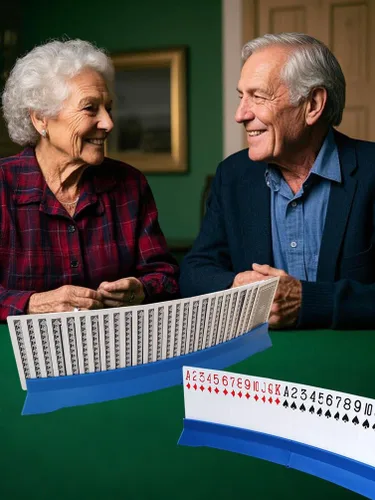 Vista 6 de Paquete de 2 tarjetas de juego para juego de cartas Bridge Canasta, portatarjetas plegables para naipes, estante curvo para adultos y personas