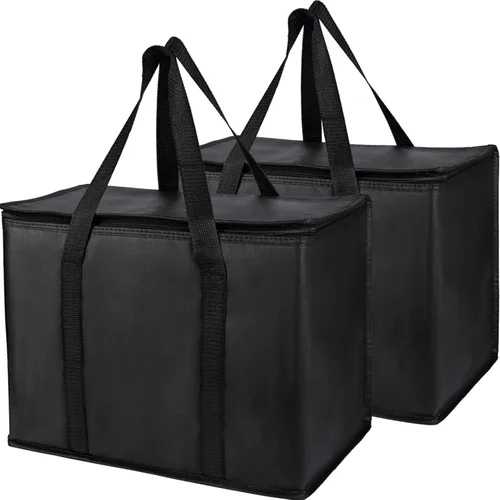Vista 46 de Bodaon Bolsa de entrega de pizza aislada, 20" x 20" x 8" bolsas calentadoras de pizza para mantener caliente, bolsa aislada para entrega de Negro