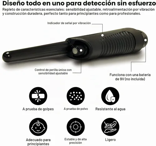 Vista 4 de Bounty Hunter Pinpointer para la detección de metales con señal de audio y vibración – Herramienta de precisión manual para una ubicación precisa