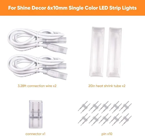 Vista 5 de Shine Decor Productos de paquete de conectores con kit de tiras LED blancas cálidas de 147.6 ft/150 pies