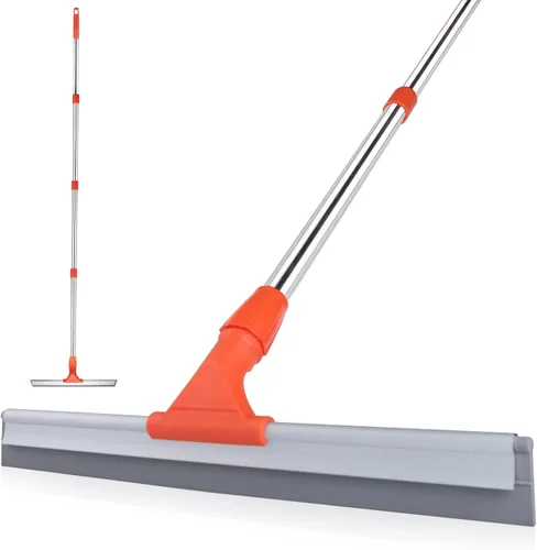 Vista 10 de Escobilla de suelo resistente, mango ajustable de 62 pulgadas, hoja de espuma EVA, ideal para hormigón, garaje, patio y más