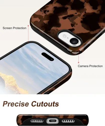 Vista 446 de Jusy Funda compatible con MagSafe con estampado de caparazón de tortuga marrón para iPhone 7/8/SE, cubierta protectora de TPU suave magnética