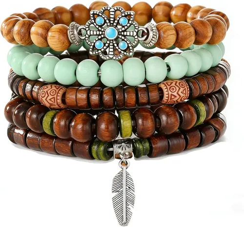 Vista 44 de Pulsera Gótica Ajustable de Cuero Trenzado Punk Multicapa de Estilo Grunge, Conjunto de Pulseras Emo con Brazalete de Metal, Envoltura