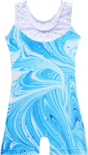 Vista 2 de Leotardos de gimnasia para niñas, mallas de baile para niñas pequeñas, ropa de baile atlética y brillante con diseño de sirena, unicornio
