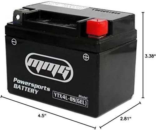 Vista 7 de batería YTX4L-BS GEL para modelos ATV TaoTao Cheetah TForce, ATA 110cc and ATA 125cc.