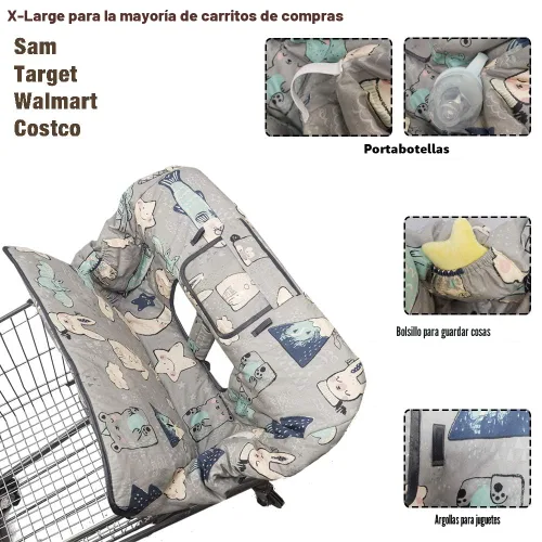 Vista 5 de Funda para carrito de compras para bebé, funda de silla alta de algodón, lavable a máquina para bebés, niños pequeños, niños o niñas (Lindo)
