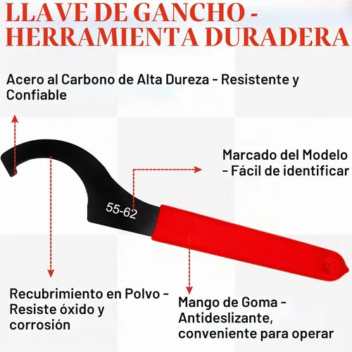 Vista 2 de Juego de herramientas de llave inglesa de ajuste coilover de 9 piezas para Rojo