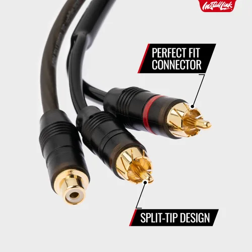 Vista 3 de Install Link - Cable de audio RCA para subwoofer o cable estéreo, adaptador en Y 1-hembra a 2-macho divisor, paquete de 2