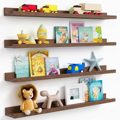 Vista 16 de Forbena Estante de repisa negra para fotos, estantes flotantes con borde para pared, estantes de pared pequeños para baño, dormitorio, cocina