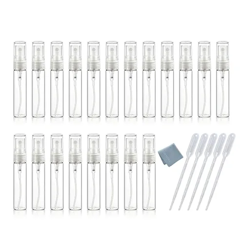 Vista 7 de Elfenstal - 10 mini atomizadores transparentes de 0.1 fl oz de 1/6 onzas líquidas, botella de vidrio vacía, botella de vidrio vacía recargable, 1