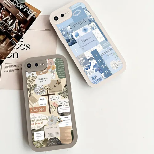 Vista 7 de Paquete de 2 fundas protectoras para iPhone 8 Plus/7 Plus de 5.5 pulgadas con collage de versículos bíblicos de Jesús para mujeres y niñas, diseño