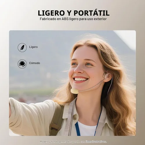 Vista 4 de NEEWER Auriculares de micrófono, pista mono para amplificador de voz con cable, conector TRS estándar de 0.138 in para profesores, entrenadores