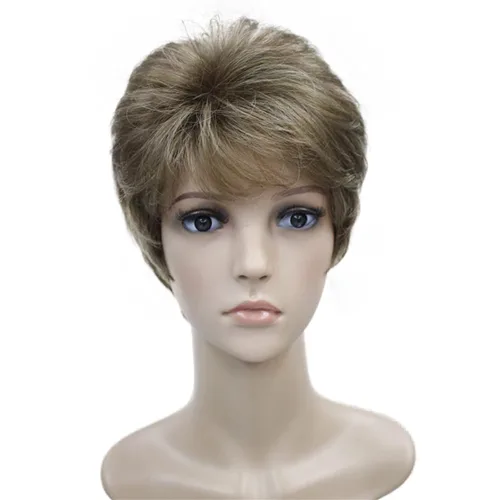 Vista 10 de Wiginway corto rizado pelucas sintéticas con flequillo pelo premium natural moda pelucas para señora mujeres #101