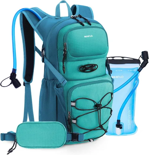 Vista 10 de ECOHUB Mochila de Hidratación para Hombres Mujeres, Mochila de Senderismo Ligera de 20L Mochila de Ciclismo con Vejiga de Agua de 2L, Paquete