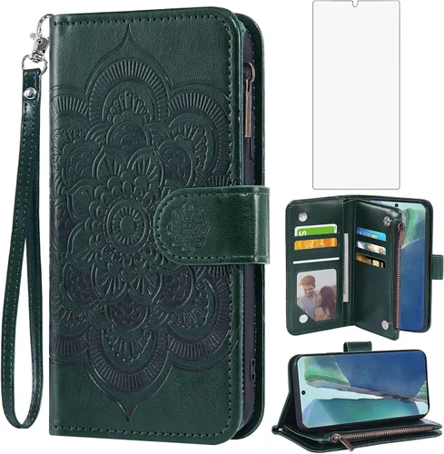 Vista 10 de Asuwish Funda de teléfono para Samsung Galaxy Note 20 Glaxay Note20 5G con protector de pantalla de vidrio templado y soporte para tarjeta de Azul