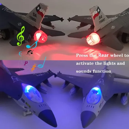 Vista 7 de Ailejia Diecast F 16 Fighting Falcon modelo de avión avión Ejército de la Fuerza Aérea Juguetes Militar Avión Tire hacia atrás con luces y sonidos
