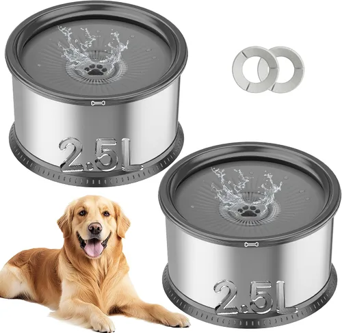 Vista 11 de Tazón de agua para perros sin derrames de 4.5L, juego de cuencos Comedero de gran capacidad, a prueba de salpicaduras, con alfombrilla B-Negro